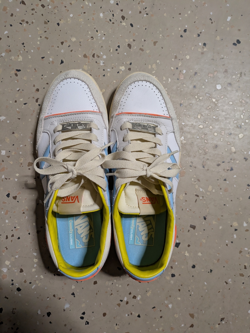 Vans Low-Top Sneakers in White with Pastel Accents